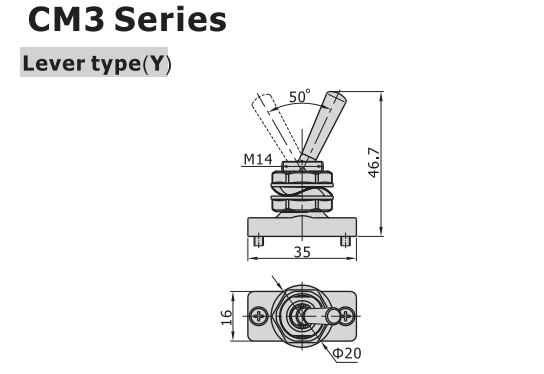 CM3Y06T AIRTAC MANUAL VALVES, CM3 SERIES LEVER TYPE<BR>COMPACT 3 WAY 2 POSITION N.C, 1/8" NPT PORTS